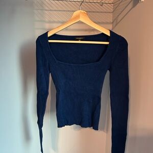Dynamite Blue Fitted Ribbed Blouse